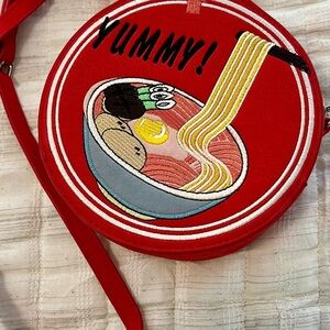 Red Ramen Embroidered Crossbody Bag